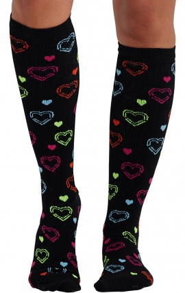 Print Support Hearts On The Line Women's Graduated Medium Support Compression Socks by Cherokee