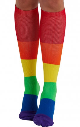 Print Support Love n' Rainbows Women's Graduated Medium Support Compression Socks by Cherokee