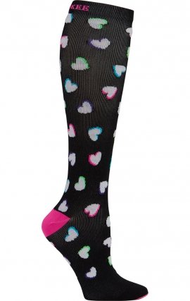 Print Support Neon Hearts Women's Graduated Medium Support Compression Socks by Cherokee