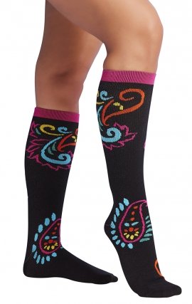 Print Support Perfect Paisley Women's Graduated Medium Support Compression Socks by Cherokee