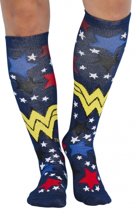 Print Support Wonder Stars Women's Graduated Medium Support Compression Socks by Cherokee