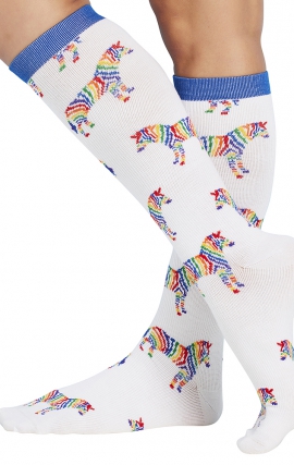 Print Support Zebra Stripes Women's Graduated Medium Support Compression Socks by Cherokee