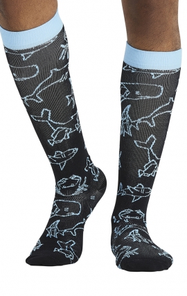 Men's Print Support Sea Sketch Graduated Medium Support Compression Socks by Cherokee