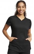 WW601 Workwear Revolution Curved V-Neck Top with Mesh Panels by Cherokee