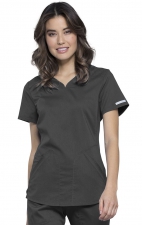WW601 Workwear Revolution Curved V-Neck Top with Mesh Panels by Cherokee