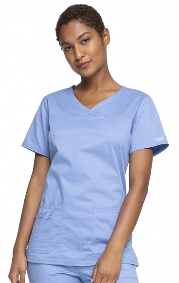 4727 Workwear Core Stretch 3 Pocket V-Neck Top with Back Yoke by Cherokee