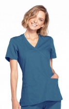 WW650 Workwear Originals Mock Wrap Top with Knit Panels by Cherokee