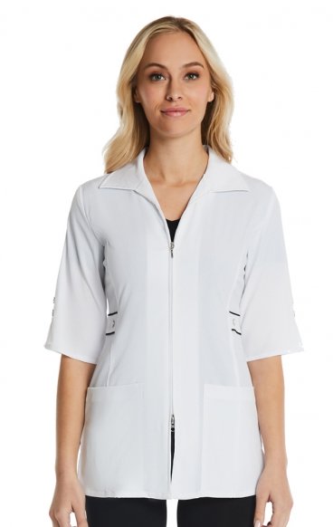 *FINAL SALE WHITE/WHITE 8802 Maevn SMART Half Sleeve Contrast Trim Jacket