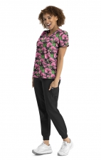 9810 Maevn Women's Printed V-Neck Top - Orchid Nights