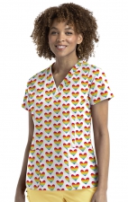 9810 Maevn Women's Printed V-Neck Top - Peace Love and Rainbows