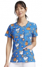 TF614 Tooniforms 3 Pocket V-Neck Print Top by Cherokee Uniforms - Two Cookies