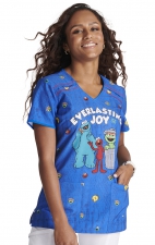 TF686 Tooniforms V-Neck Print Top with Contrast Piping Details by Cherokee Uniforms - Joy Everlasting