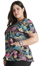 TF756 Tooniforms Fitted 2 Pocket Print Top by Cherokee Uniforms - Mer-mazing Ariel