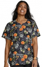 TF761 Tooniforms Fitted V-Neck Print Top by Cherokee Uniforms - Remember