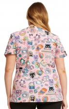 TF776 Tooniforms Fitted V-Neck 2 Pocket Print Top by Cherokee Uniforms - Supercute Stickers 