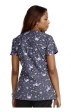 TF776 Tooniforms Fitted V-Neck 2 Pocket Print Top by Cherokee Uniforms - Kuromi Fortunes