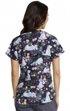 TF787 Tooniforms Round Neck Print Top with Lace-Up Detail by Cherokee Uniforms - Eeyore Dreams