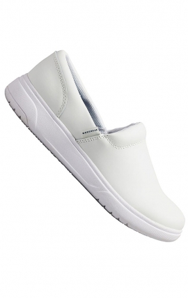 Melody White Slip Resistant Slip On Leather Shoe from Workwear Footwear by Cherokee
