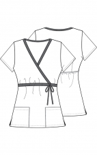 6625C Tooniforms Colour Block Mock-Wrap Print Top by Cherokee Uniforms - Big Minnie