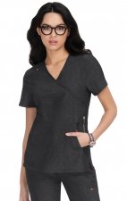 316 Koi Lite™ Scrubs Philosophy Mock Wrap Side Zipper Top