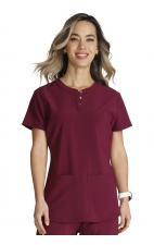 CK749A Cherokee Snap Front Henley 2 Pocket Top by Cherokee