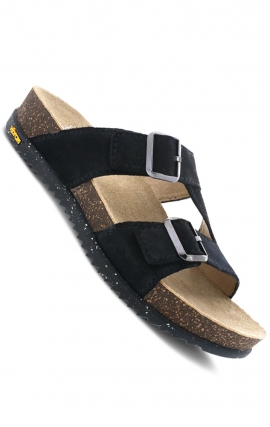 Dayna Black Suede Adjustable Double Strap Sandal by Dansko 