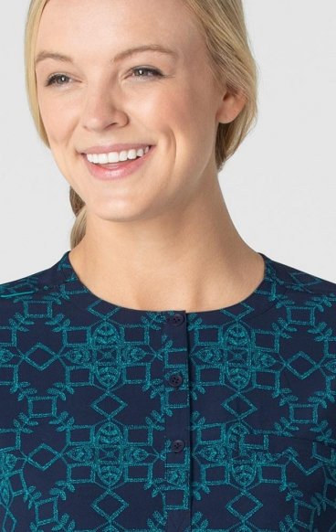 6067 WINK Round Neck Tuck-In Print Top - Snow Summit