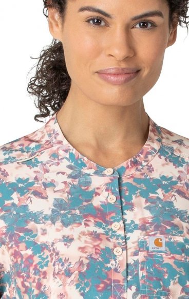 C13914 Carhartt Force Cross-Flex Women's Modern Fit Henley Tunic Print Top - Harvest Blossoms