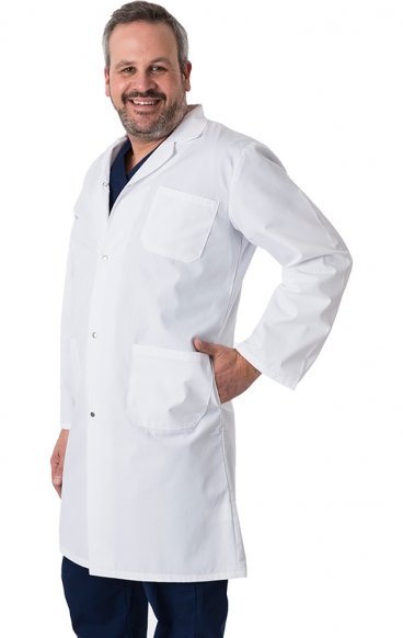 4600 Greentown Classix Unisex Snap Front Full Length Lab Coat 100% Cotton 42"