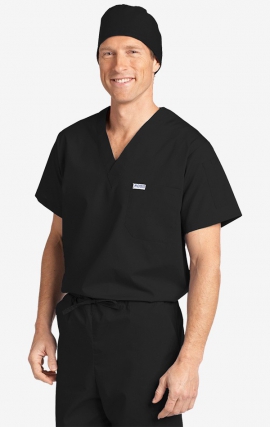 MOBB Unisex V-Neck Scrub Top (Men's View) - Black (BL)