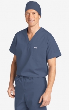 MOBB Unisex V-Neck Scrub Top (Men's View) - Postman Blue (PS)