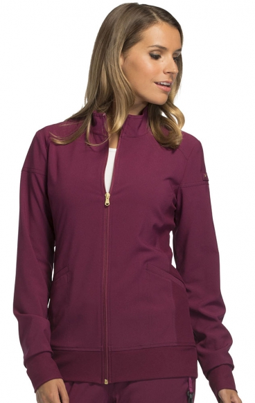 *FINAL SALE L CK303 iFlex Zip Front Jacket with Knit Panels by Cherokee