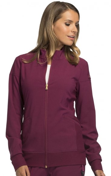 *FINAL SALE L CK303 iFlex Zip Front Jacket with Knit Panels by Cherokee