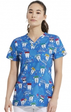 DK704 Dickies V-Neck Print Top - Tooth's Day Everyday