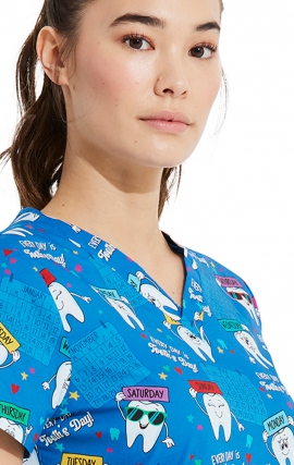 DK704 Dickies V-Neck Print Top - Tooth's Day Everyday