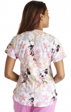 TF787 Tooniforms Round Neck Print Top with Lace-Up Detail by Cherokee Uniforms - Love Flowers