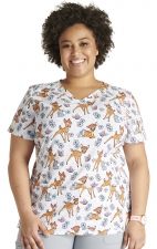 TF772 Tooniforms Fitted V-Neck Print Top by Cherokee Uniforms - Fawned Of Butterflies