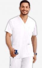 MOBB Classic Unisex 3 Pocket Scrub Top (Men's View) - White (WH)