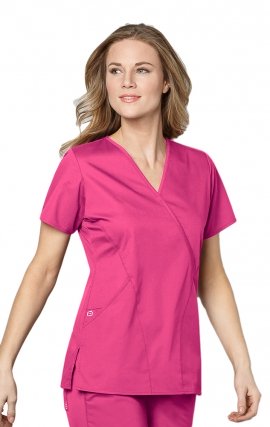 102 WonderWork Mock Wrap Scrub Top