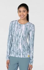 2409 Wink Layers Silky Long Sleeve Print Top - Shibori Blue