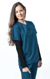 1000 Classix Unisex 3 Pocket Scrub Top by Greentown (Women's View)