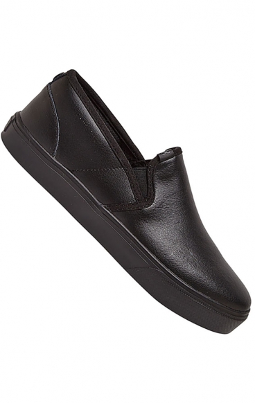 Chase Black/Black Wide Classic Slip On Anti Slip Leather Shoe by Infinity Footwear