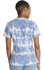 DK881 Contemporary Rounded V-Neck Print Top by Dickies - Shibori Stripes