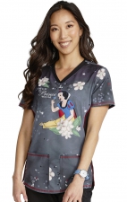 TF783 Tooniforms Fitted V-Neck Print Top with Contrast Details by Cherokee Uniforms - Someday My Prince