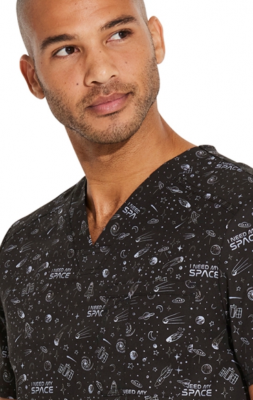 *FINAL SALE CK692 Men's V-Neck Chest Pocket Print Top by Cherokee - Need my Space