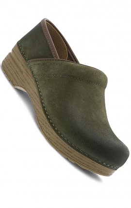 Professional Green Burnished Nubuck Leather Clog by Dansko - Women's