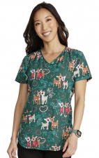 TF737 Tooniforms V-Neck Print Top with Welt Pockets by Cherokee Uniforms - You Light Up