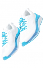 Infinite White/Neon Blue Fade Women's Lightweight Slip Resistant Sneaker from Infinity Footwear by Cherokee