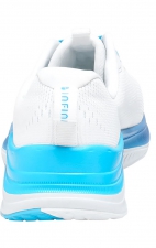 Infinite White/Neon Blue Fade Women's Lightweight Slip Resistant Sneaker from Infinity Footwear by Cherokee