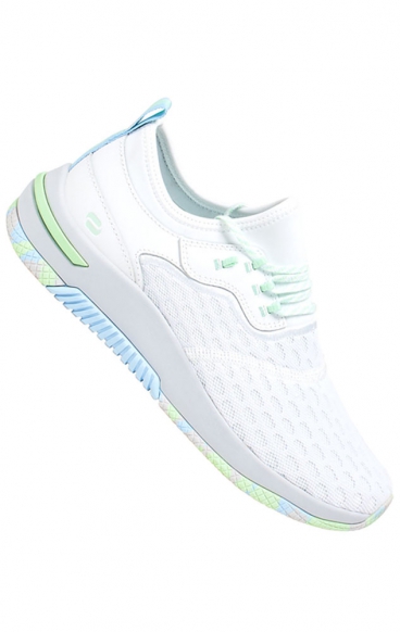 Dart Arctic White/Mint Blue Camo Lightweight Slip Resistant Women's Sneaker from Infinity Footwear by Cherokee